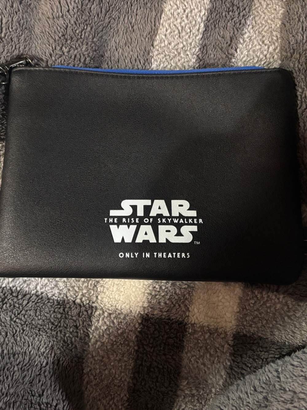 Star Wars Black Toiletry Zip Pouch with White Logo and Blue Trim
